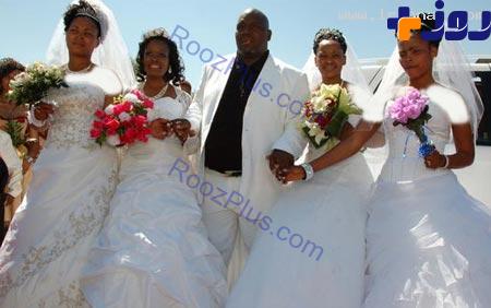 مراسم ازدواج همزمان یک مرد با 4 دختر! +تصاویر
