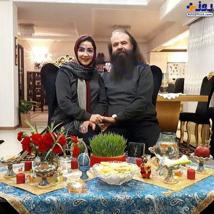 خانم بازیگر و همسرش سر سفره هفت‌سین +عکس