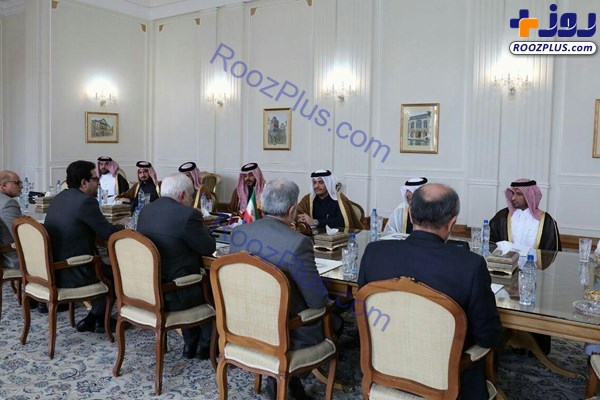 دیدار وزیر خارجه قطر با ظریف پشت درهای بسته +عکس