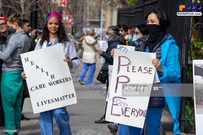 تجمع اعتراضی پرستاران به نبود تجهیزات در نیویورک +عکس