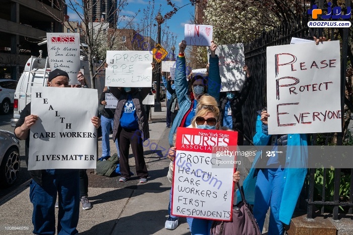 تجمع اعتراضی پرستاران به نبود تجهیزات در نیویورک +عکس