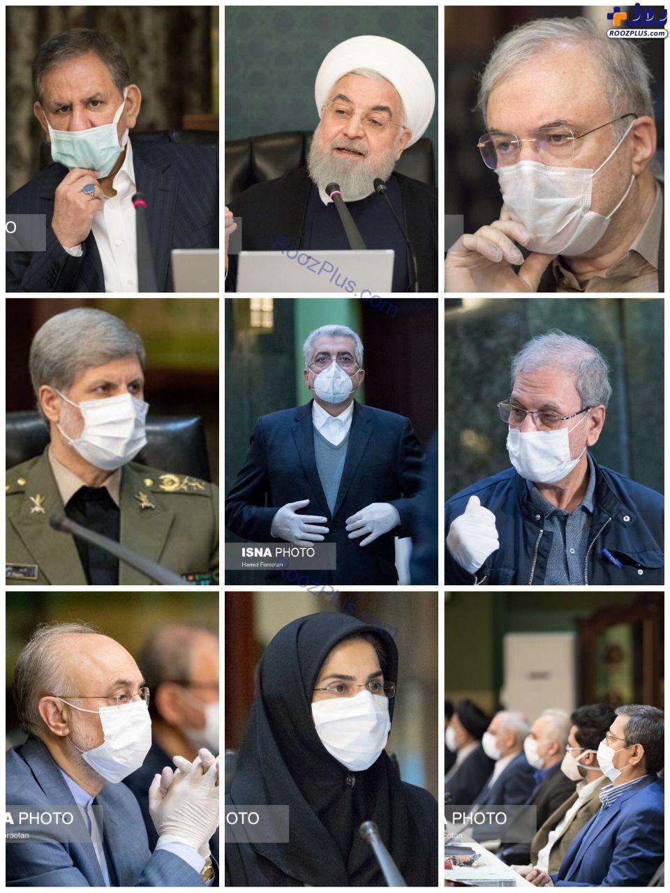 در حاشیه جلسه امروز هیات وزیران/باز هم روحانی بدون ماسک! +عکس