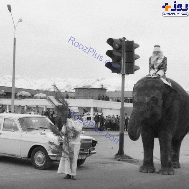 بابانوئل فیل سوار در سال 1986 ⁣+عکس