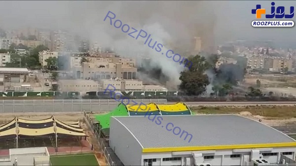 عکس/آتش سوزی گسترده نزدیک کارخانه‌ای نظامی در سرزمین‌های اشغالی