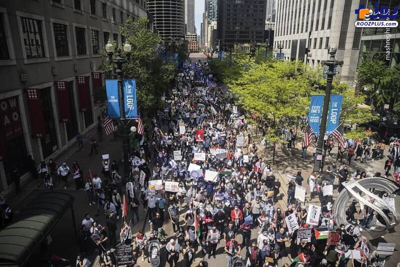 تظاهرات در شیکاگو در همبستگی با مردم غزه/عکس