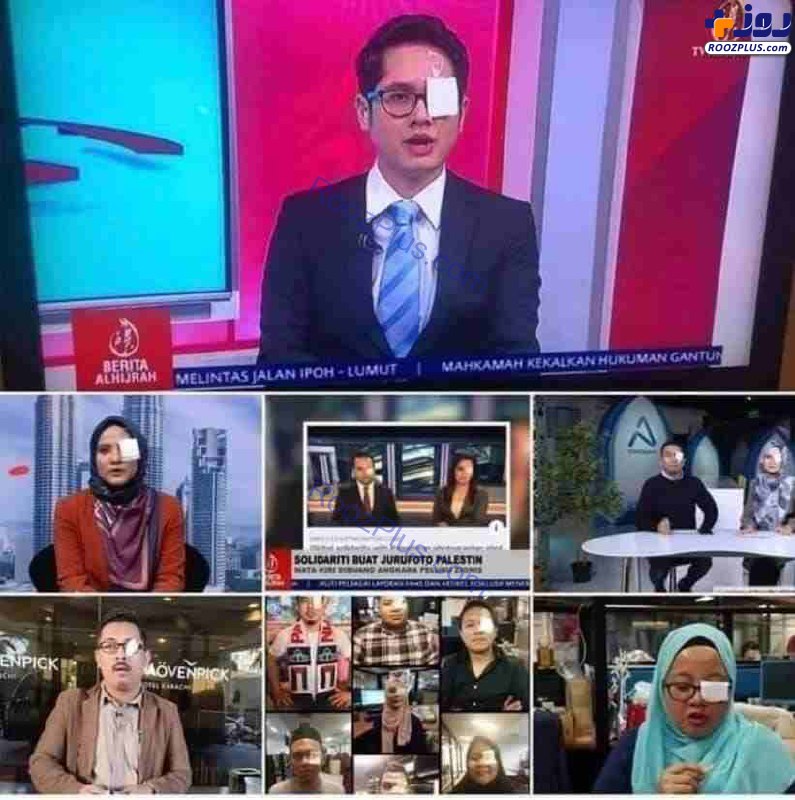 همبستگی جالب مجریان تلویزیون مالزی با خبرنگار فلسطینی +عکس