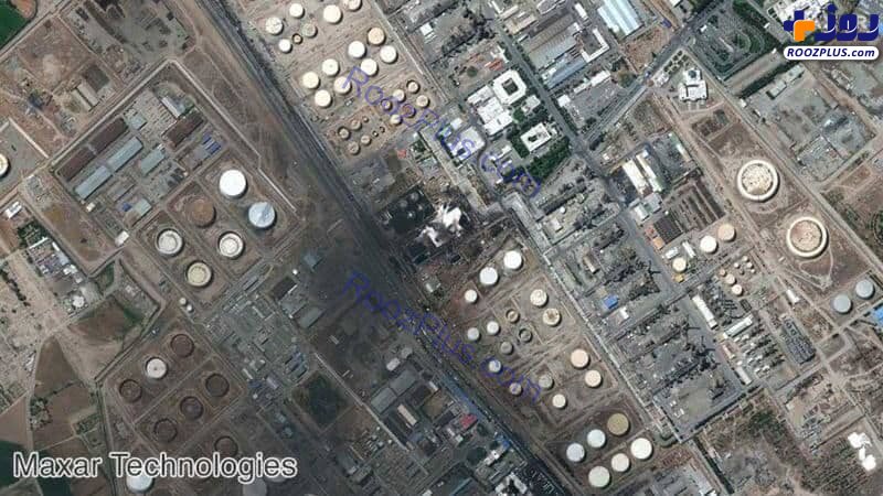 تصاویر ماهواره‌ای از پالایشگاه نفت تهران قبل و بعد از حادثه آتش‌سوزی