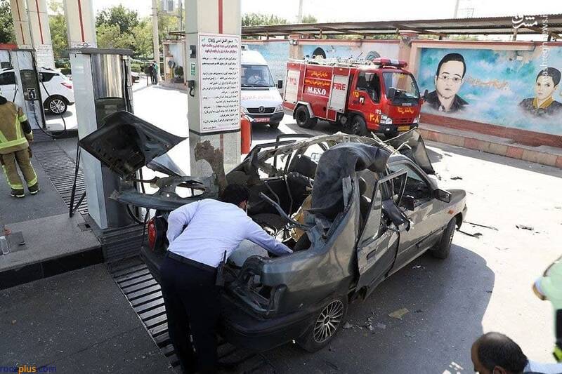 عکس/ انفجار مخزن خودرو پراید در جایگاه CNG